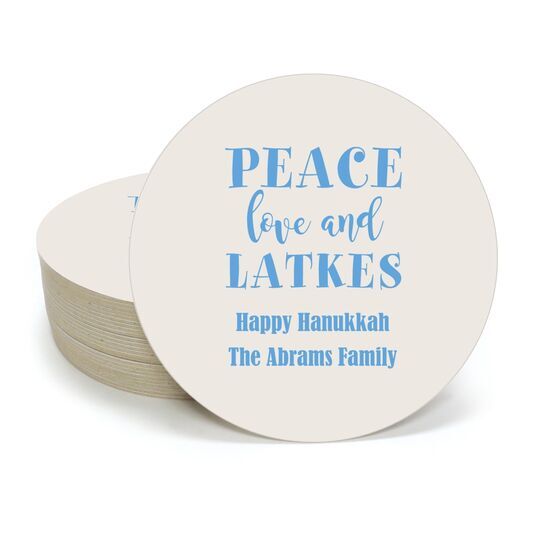 Peace Love And Latkes Round Coasters